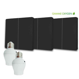 Kit interrupteur sans fil et sans pile - Bouton Double Allumage et Adaptateur douille à vis radio - OXYGEN 32 – E27 Black