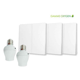Kit interrupteur sans fil et sans pile - Bouton Double Allumage et Adaptateur douille à vis radio - OXYGEN 32 – E27
