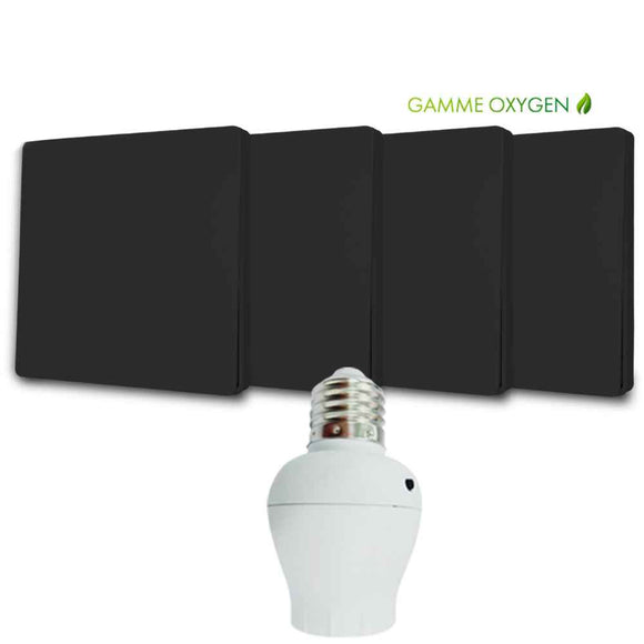 Kit interrupteur sans fil et sans pile - adaptateur douille à vis radio - OXYGEN 41 - E27 Black Series