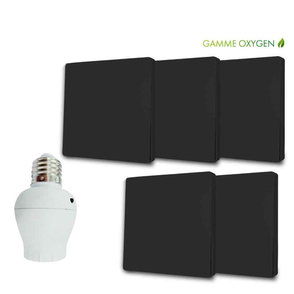 Kit interrutpeur sans fil et sans pile - adaptateur douille à vis radio - OXYGEN 51 - E27 Black Series