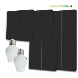 Kit interrupteur sans fil et sans pile - Bouton Double Allumage et Adaptateur douille à vis radio - OXYGEN 52 – E27 Black