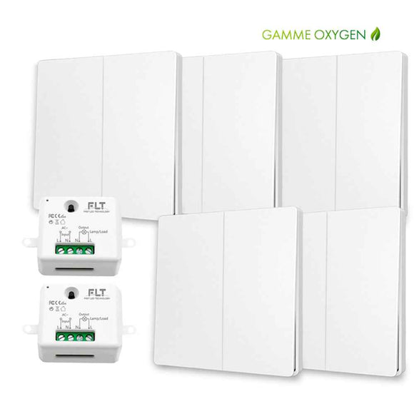 Kit interrupteur sans fil et sans pile - Bouton Double Allumage - OXYGEN 52