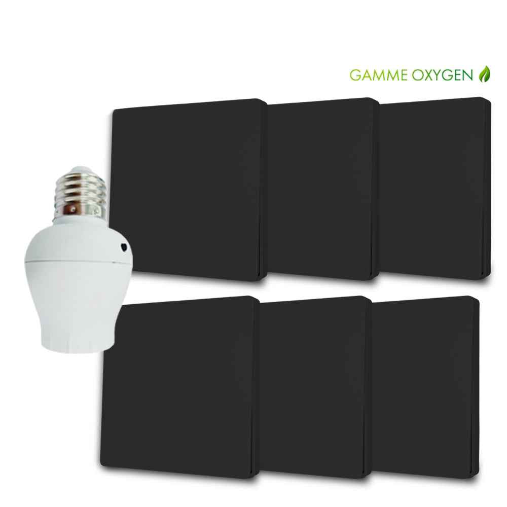 Kit interrutpeur sans fil et sans pile - adaptateur douille à vis radio - OXYGEN 61 - E27 Black Series