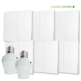 Kit interrupteur sans fil et sans pile - Bouton Double Allumage et Adaptateur douille à vis radio - OXYGEN 62 – E27