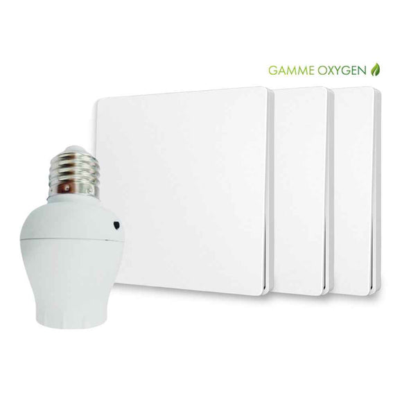 Kit interrupteur sans fil et sans pile - adaptateur douille à vis radio - OXYGEN 31 - E27