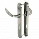 2 poignées de porte sur plaque CHAMBON, Entrée de clé pour chambre, Finition aluminium nickel mat, Entraxe standard 195 mm