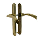 2 poignées de porte sur plaque TAMARA, Sans trou pour pièce à vivre, Finition laiton doré poli, Entraxe standard 195 mm-4