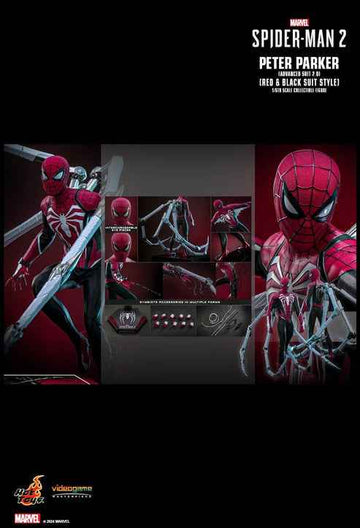 Figurine Hot Toys VGM66 - Marvel's Spider Man 2 - Peter Parker Advanced Suit2.0 Red & Black Suit