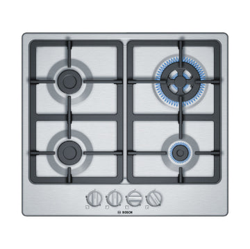 Table de cuisson bosch serie 4 pgh6b5b90 inox encastrable 60 cm gaz 4 zones