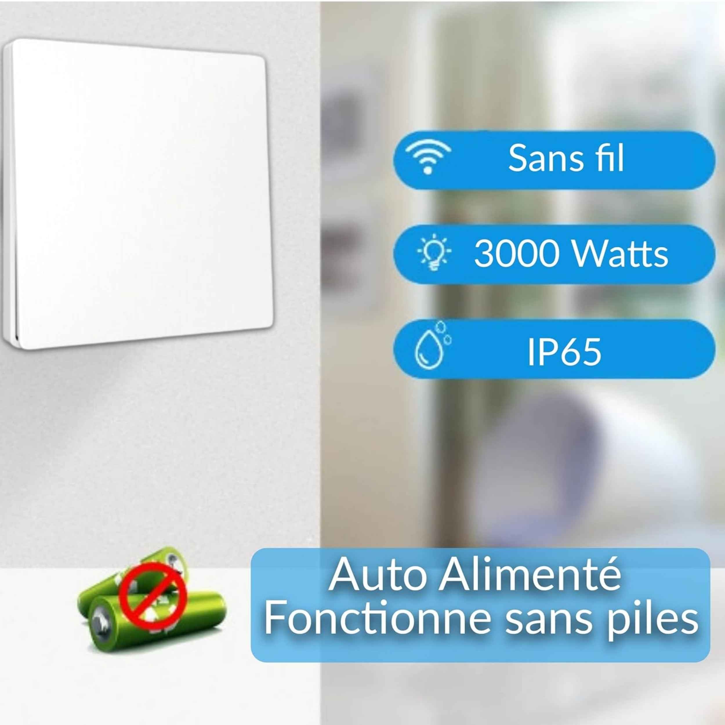 Kit prise commandée avec Interrupteur sans fil et sans pile - PURE21