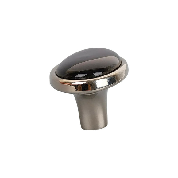 Bouton de meuble STARK, Finition nickel brillant & céramique noire