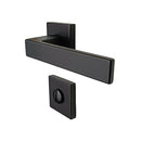 2 poignées de porte sur rosace LOFT, Verrou de condamnation pour salles de bain/WC Finition métal noir mat
