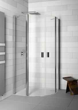 Parois de douche 1/4 de rond universelle riho fjord f308 100x120x200 cm en verre clair - Clicktofournisseur.com