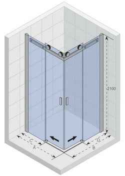 Parois de douche coulissante RIHO BALTIC B207 100x90x210 cm en verre clair