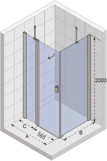 Parois de douche droite universelles riho fjord f206 100x80x200 cm en verre clair - Clicktofournisseur.com
