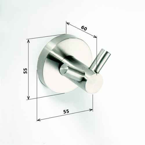 Patère Double NEO en acier inoxydable 5,5x5,5x6cm clicktofournisseur.com