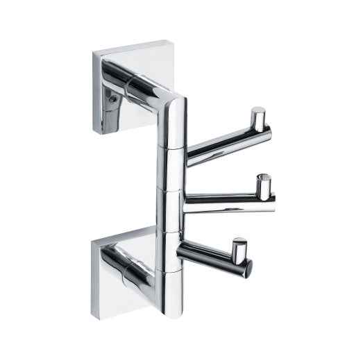 Patère triple murale pivotante beta en chrome 55cmx 19cm x11cm - Clicktofournisseur.com