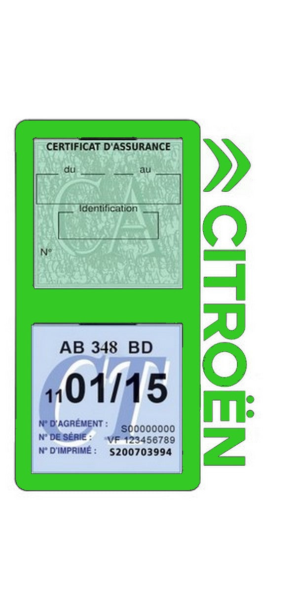 Porte double vignette assurance/CT voiture Citroën Stickers auto retro clicktofournisseur.com