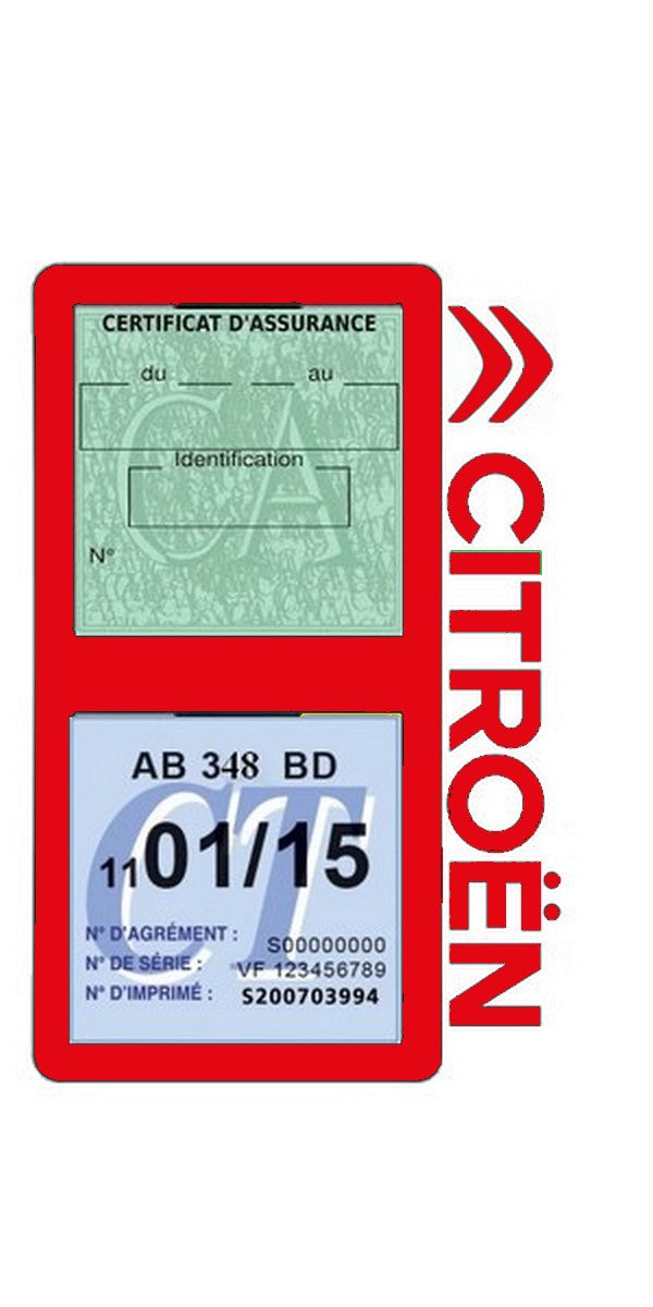 Porte double vignette assurance/CT voiture Citroën Stickers auto retro clicktofournisseur.com