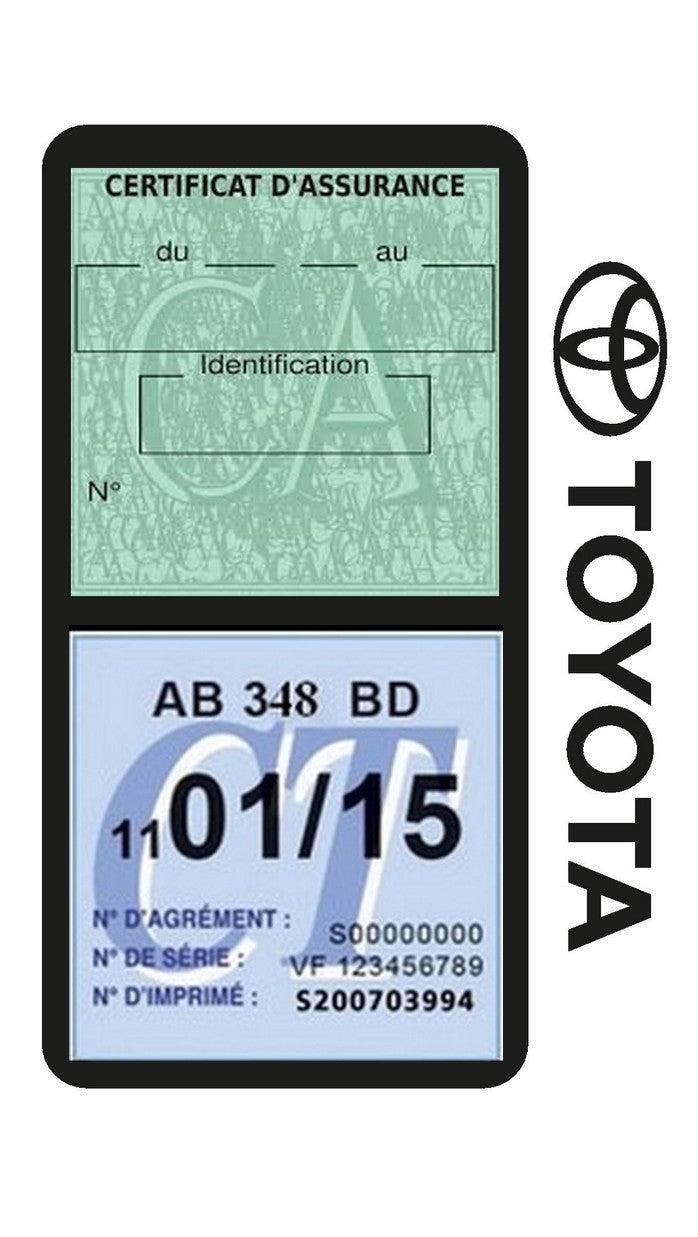 Porte double vignette assurance/CT voiture TOYOTA Stickers auto rétro clicktofournisseur.com