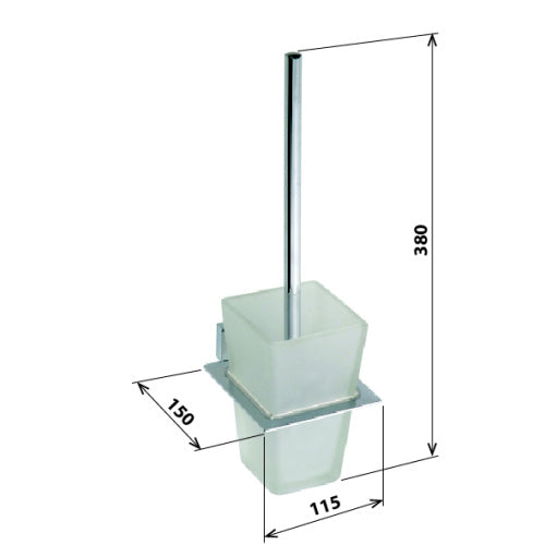 Porte-goupillon à fixer, brosse de toilette en verre PLAZA 15x11,5x38 cm clicktofournisseur.com