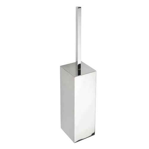 Porte-goupillon à fixer ou à poser brosse de toilette en chrome plaza - top en plastique noir 85x85x445 cm - Clicktofournisseur.com