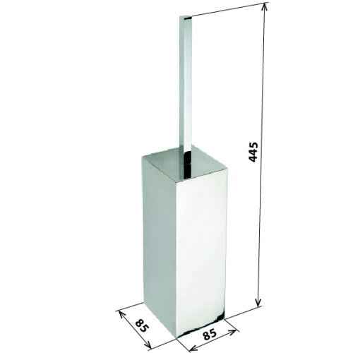 Porte-goupillon à fixer ou à poser brosse de toilette en chrome plaza - top en plastique noir 85x85x445 cm - Clicktofournisseur.com