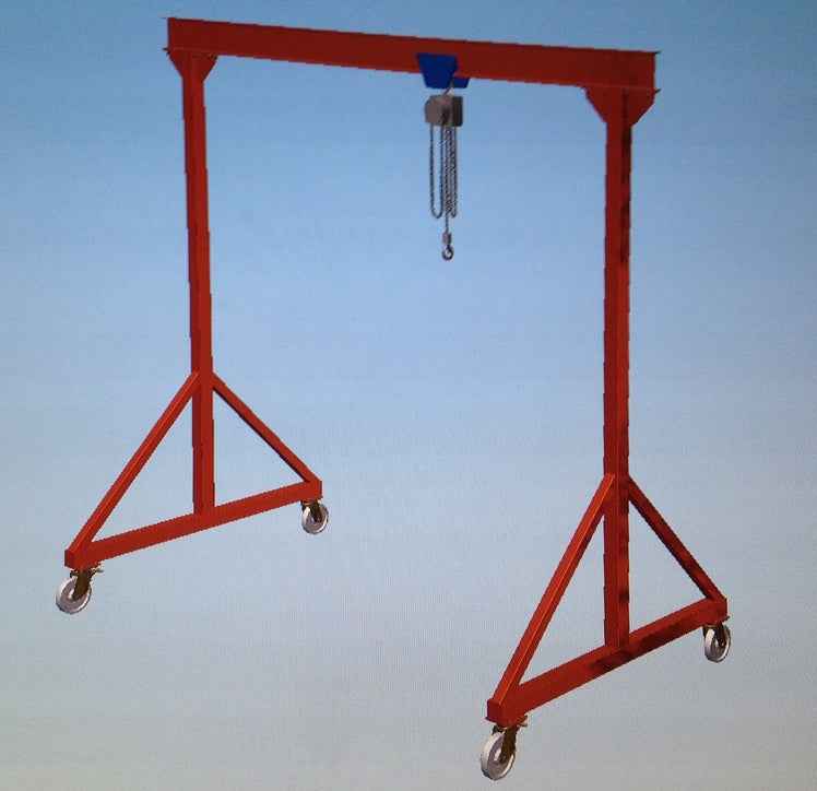 Portique léger à poussée manuelle 3x3m avec palan manuel 1000kg - Clicktofournisseur.com