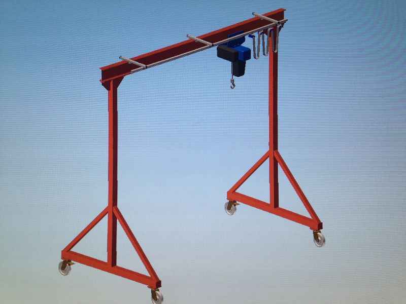 Portique léger à poussée manuelle 3x3m palan électrique 2000kg - Clicktofournisseur.com
