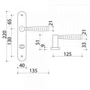 2 poignées de porte sur plaque CASUAL, Verrou condamnation pour salle de bain, Finition aluminium nickel mat, Entraxe standard 195 mm