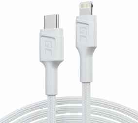Kabelis Green Cell Lightning Male – USB Type-C Male 1m MFi Fast Charging White