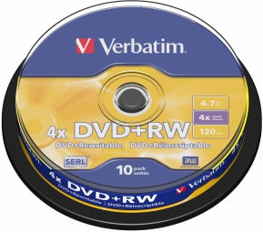 Dvd+rw matricas serl verbatim 47 go 4x pack de 10