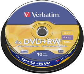 Dvd+rw matricas serl verbatim 47 go 4x pack de 10