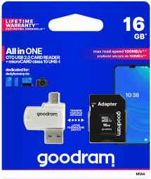 Goodram MicroSDHC 16GB All in one class 10 UHS I + Card reader