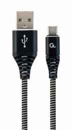 Gembird USB Male - USB Type C Male Premium cotton braided 2m Black