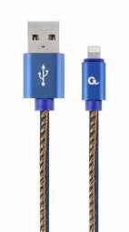Gembird USB Mâle - Lightning Mâle Premium denim 1 m Bleu