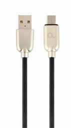 Câble d'alimentation et de données GEMBIRD, pour smartphone, USB 2.0 (T) vers Micro-USB 2.0 (T), 2 m, câble en caoutchouc de qualité supérieure, noir, connecteurs argentés, « CC-USB2R-AMmBM-2M » (timbre vert 0,08 lei)
