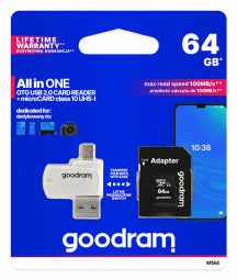 Carte mémoire Goodram All in one M1A4-0640R12 64 Go MicroSDXC Classe 10 UHS-I + Le lecteur de carte
