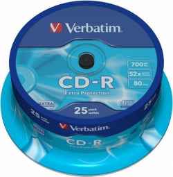 Matricas CD-R Verbatim 700MB 1x-52x Extra Protection, 25 Pack Spindle