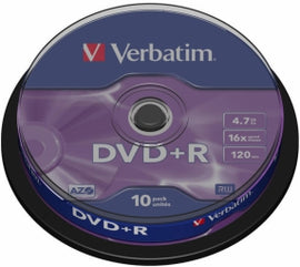 Dvd+r matricas azo verbatim 47 go 16x pack de 10 spindle