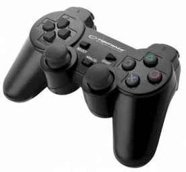 Manette de jeu Esperanza EG106 pour PC, PlayStation 2 et PlayStation 3, analogique/numérique, USB 2.0, noire