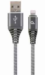 Câble USB mâle 8 broches Gembird en coton tressé de qualité supérieure, gris sidéral, 2 m