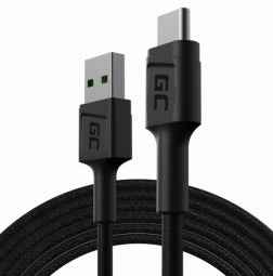 Câble USB Green Cell KABGC22 USB 2.0 1,2 m USB A USB C Noir