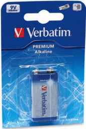 Pile alcaline VERBATIM 9 V (9 V), 1 pièce, « 49924 » (timbre vert 0,08 lei)