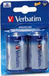 Pile alcaline VERBATIM D (R20), 1,5 V, 2 pièces, « 49923 » (timbre vert 0,16 lei)
