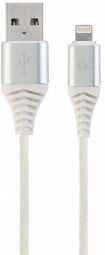 Gembird Premium Cotton Braided USB to 8-pin 2m Silver / White