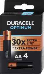Piles alcalines Duracell Optimum AA, lot de 4