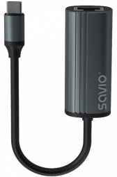 SAVIO Adapter USB-C 3.1 Gen.1 (M) to RJ-45 Gigabit Ethernet (F), 1000 Mbps, AK-56, grey