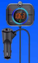 Savio TR-14 Transmiter FM z Bluetooth i ładowarką PD 87.6 - 107.9 MHz Bluetooth/USB Black