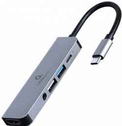 Dokstacija Gembird USB Type-C 5-in-1 Grey